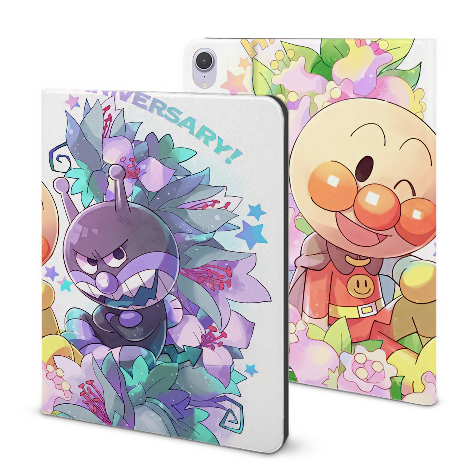 （画像用） アンパンマン Anpanman IPad ケース ブック型 PUレザー TPU 耐衝撃 軽量 薄型 ペン収納なし 全面保護 IPad 各モデル対応